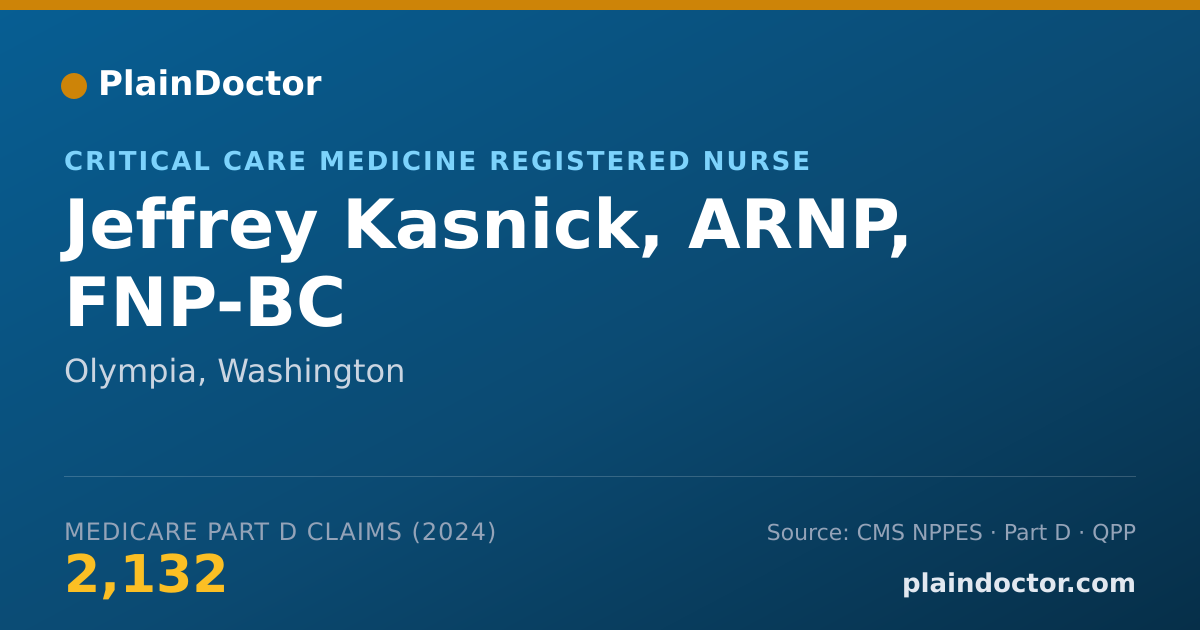 Shareable card for Jeffrey Kasnick, ARNP, FNP-BC - Critical Care Medicine Registered Nurse, Olympia, WA