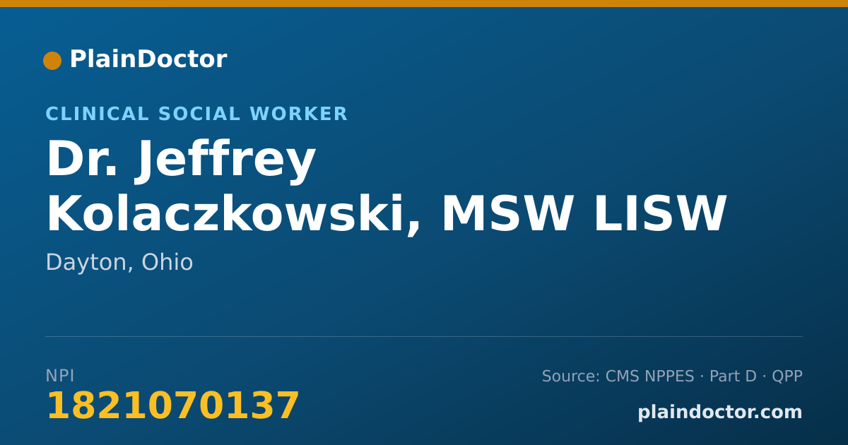 Shareable card for Jeffrey Kolaczkowski, MSW LISW LCSW - Clinical Social Worker, Dayton, OH