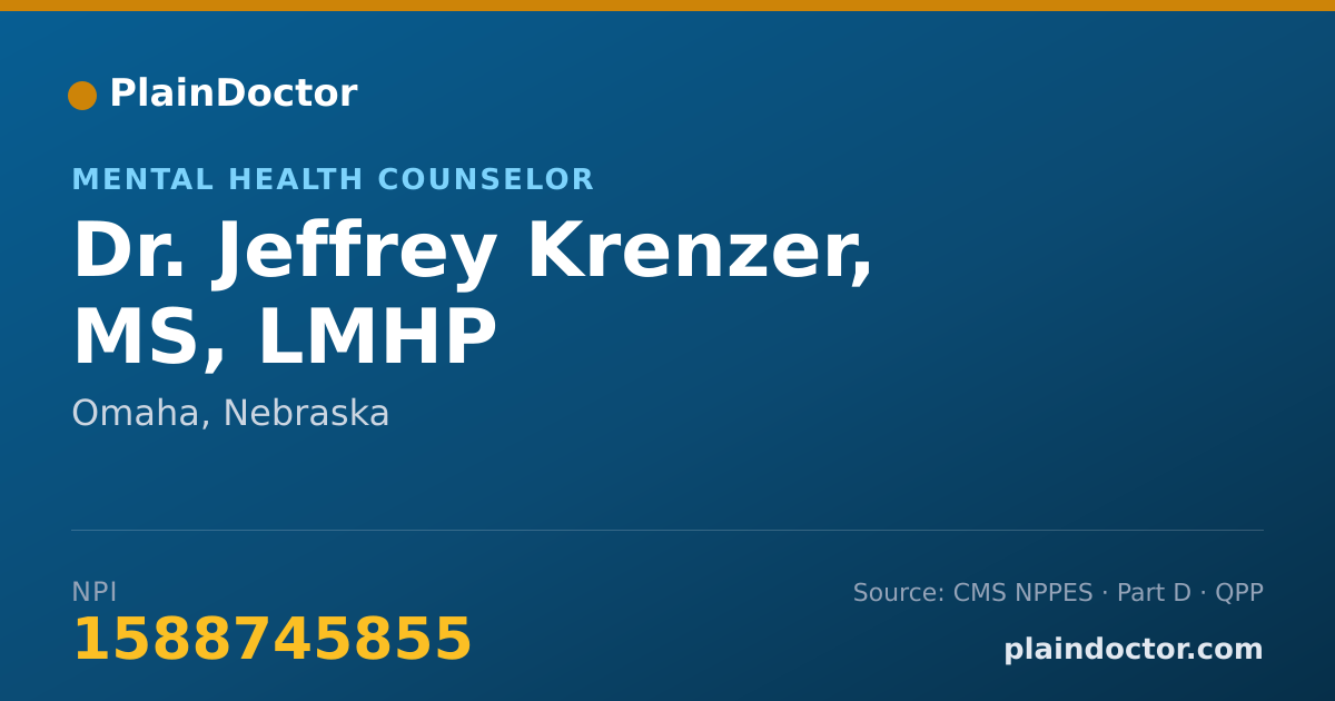 Shareable card for Jeffrey Krenzer, MS, LMHP - Mental Health Counselor, Omaha, NE