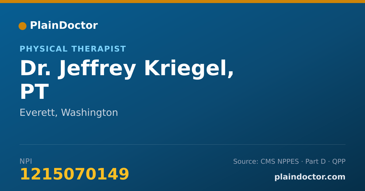 Shareable card for Jeffrey Kriegel, PT - Physical Therapist, Everett, WA