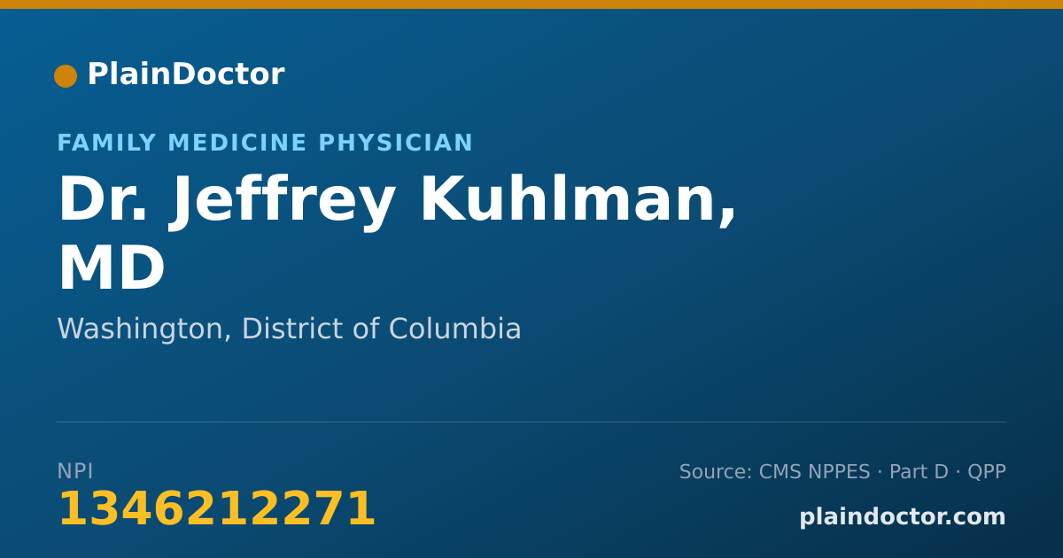 Shareable card for Jeffrey Kuhlman, MD - Family Medicine Physician, Washington, DC