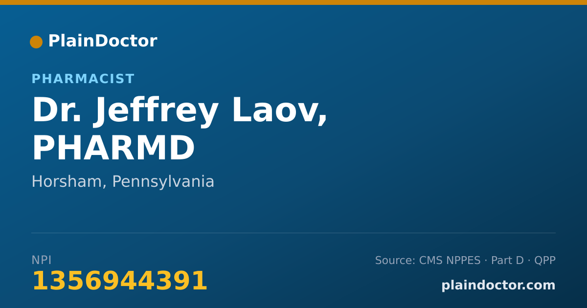 Shareable card for Jeffrey Laov, PHARMD - Pharmacist, Horsham, PA