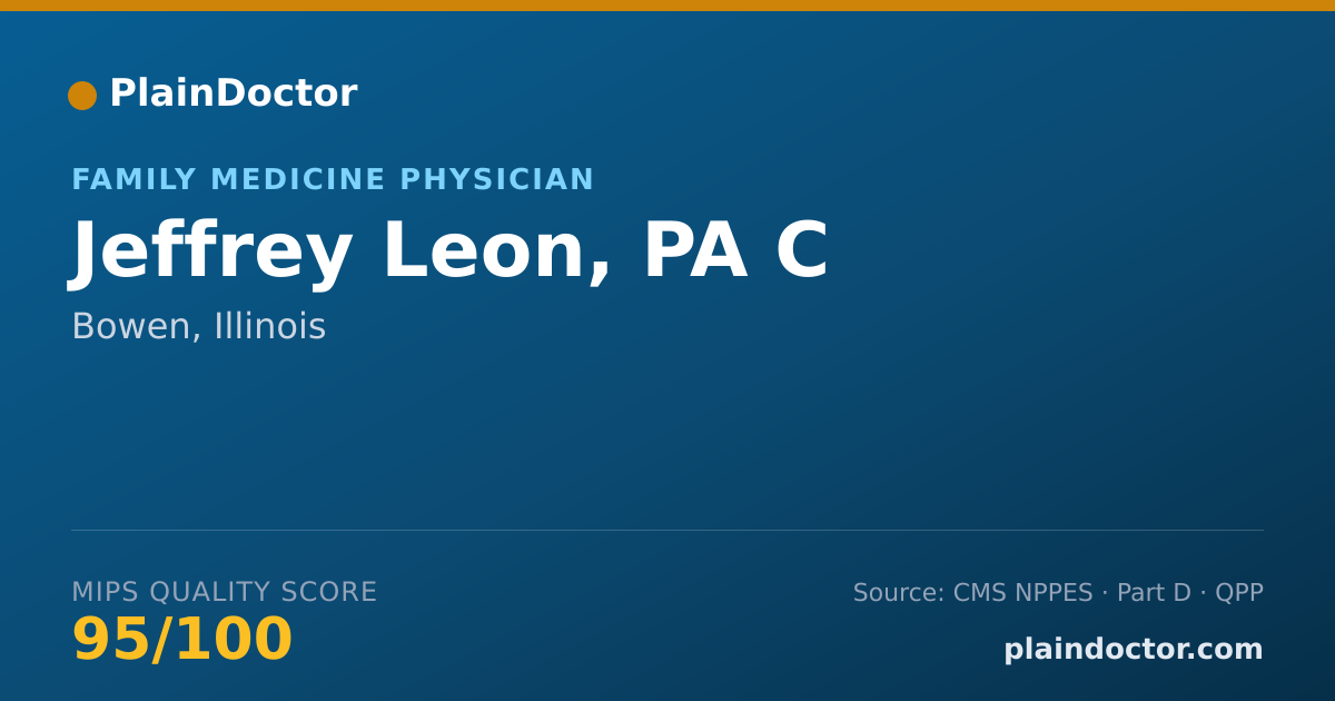 Shareable card for Jeffrey Leon, PA C - Family Medicine Physician, Bowen, IL