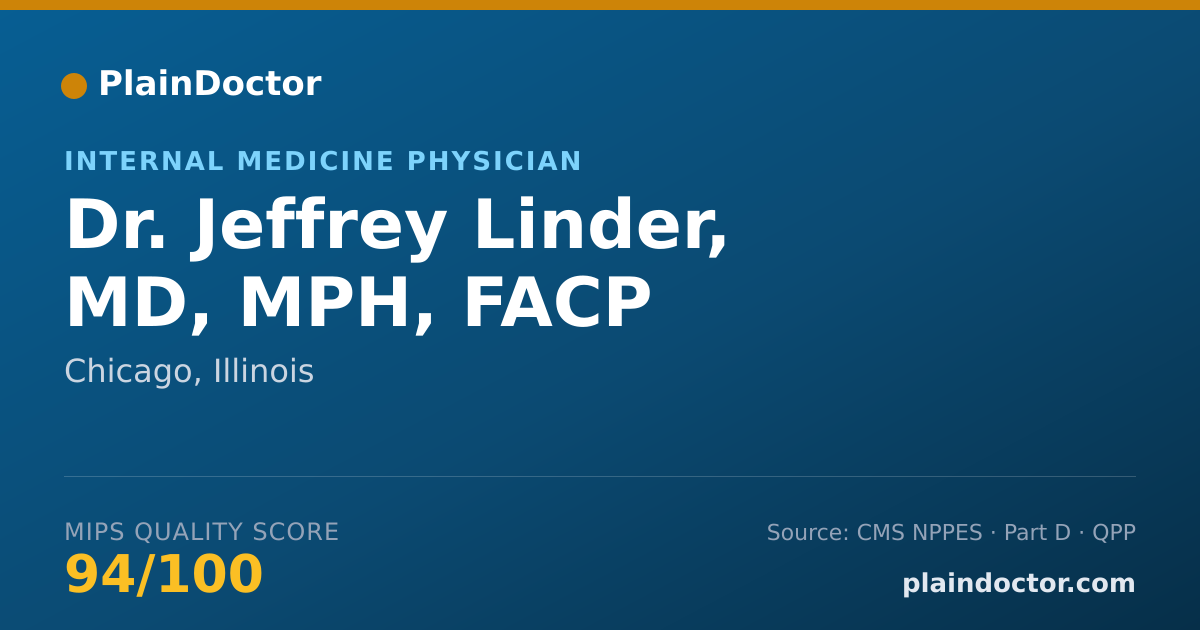Shareable card for Jeffrey Linder, MD, MPH, FACP - Internal Medicine Physician, Chicago, IL
