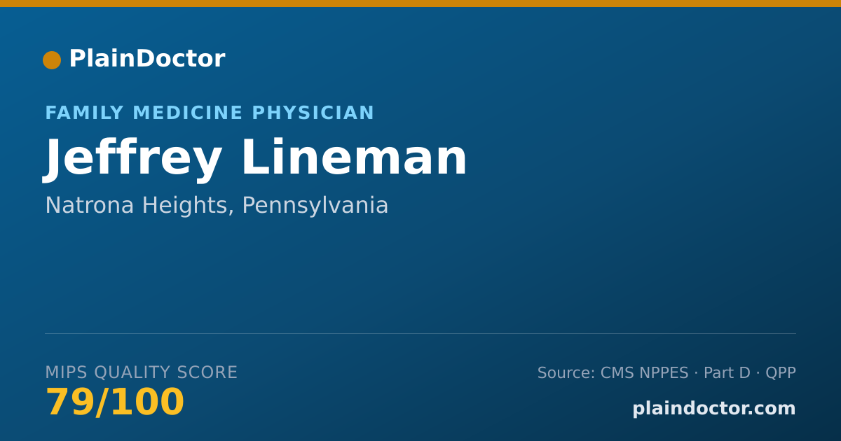 Shareable card for Jeffrey Lineman - Family Medicine Physician, Natrona Heights, PA