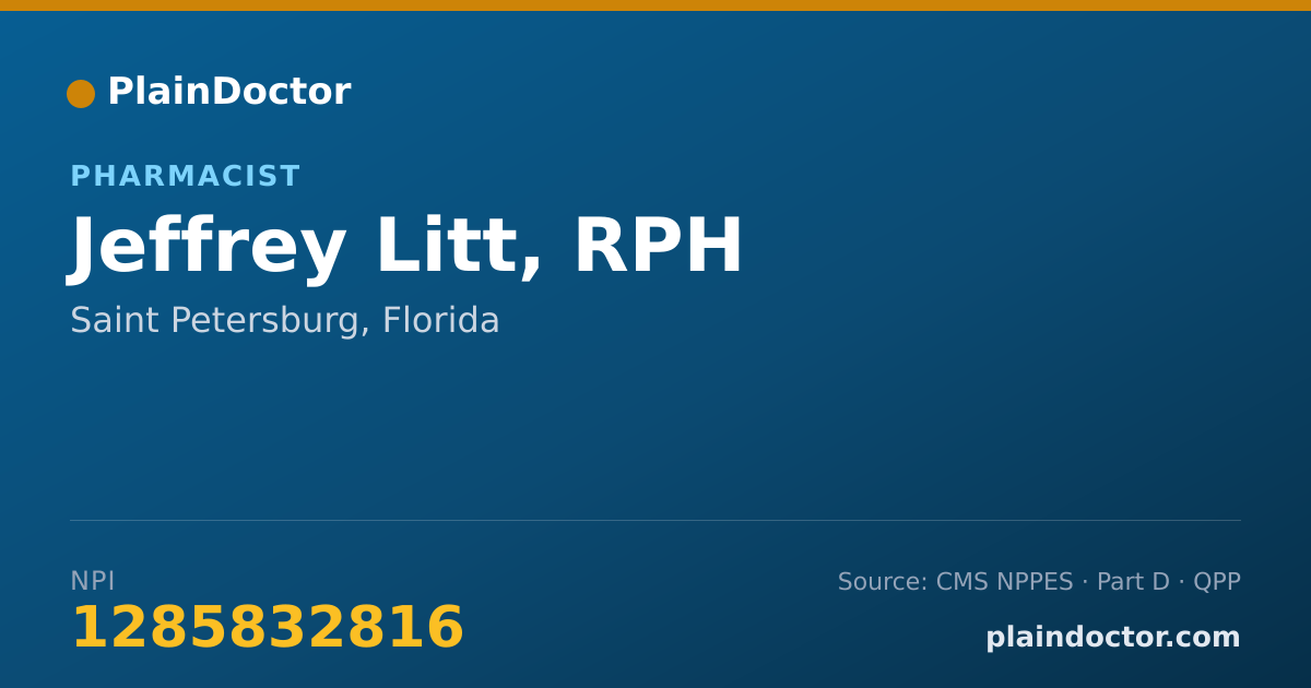 Shareable card for Jeffrey Litt, RPH - Pharmacist, Saint Petersburg, FL