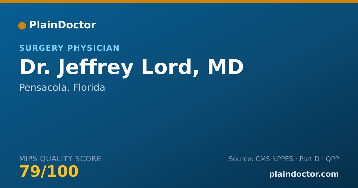 Shareable card for Jeffrey Lord, MD - Surgery Physician, Pensacola, FL