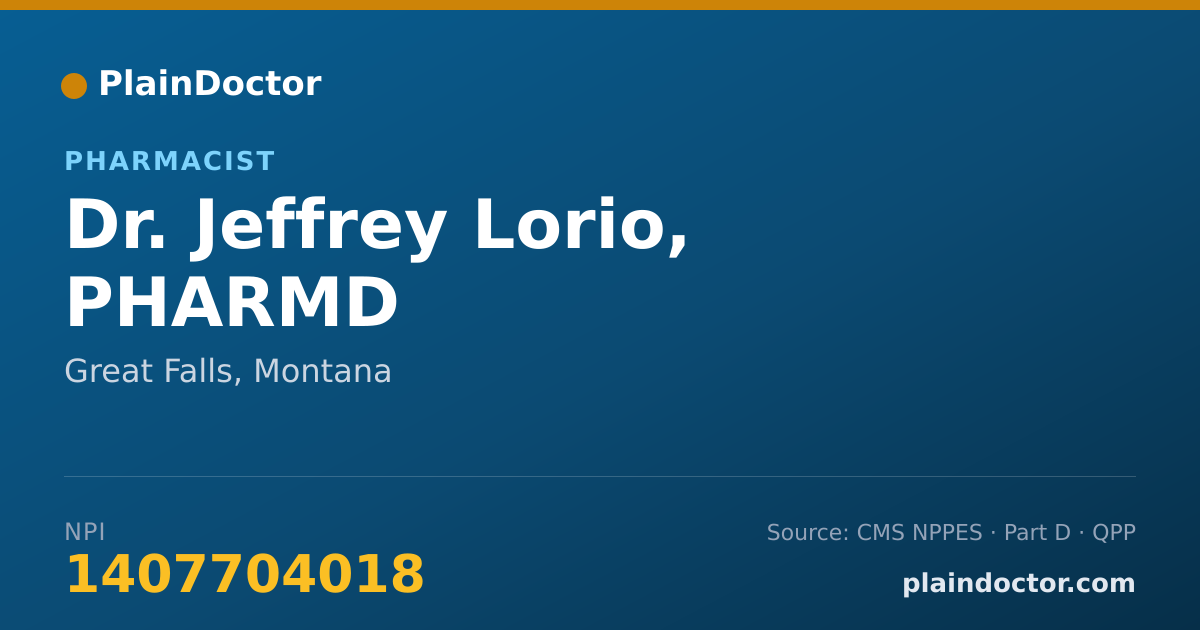 Shareable card for Jeffrey Lorio, PHARMD - Pharmacist, Great Falls, MT