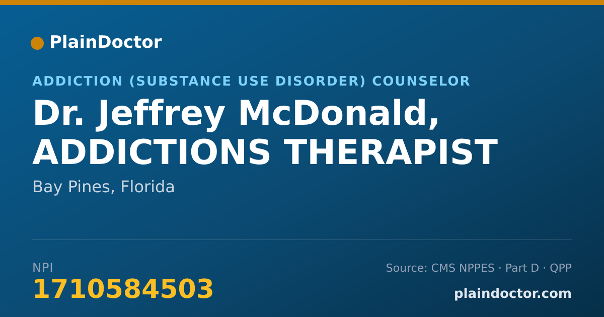 Shareable card for Jeffrey McDonald, ADDICTIONS THERAPIST - Addiction (Substance Use Disorder) Counselor, Bay Pines, FL