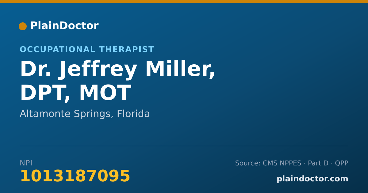 Shareable card for Jeffrey Miller, DPT, MOT - Occupational Therapist, Altamonte Springs, FL