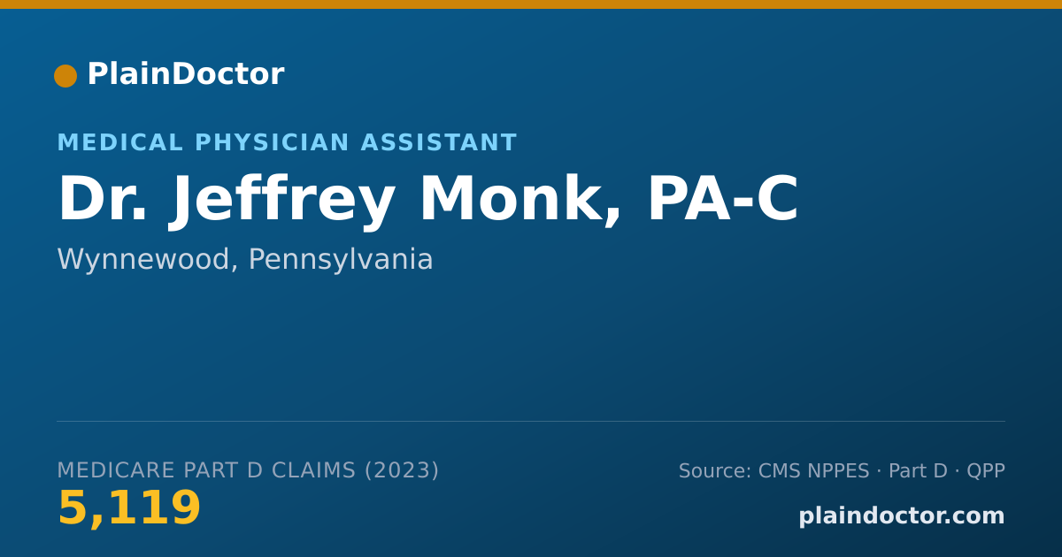 Shareable card for Jeffrey Monk, PA-C - Medical Physician Assistant, Wynnewood, PA