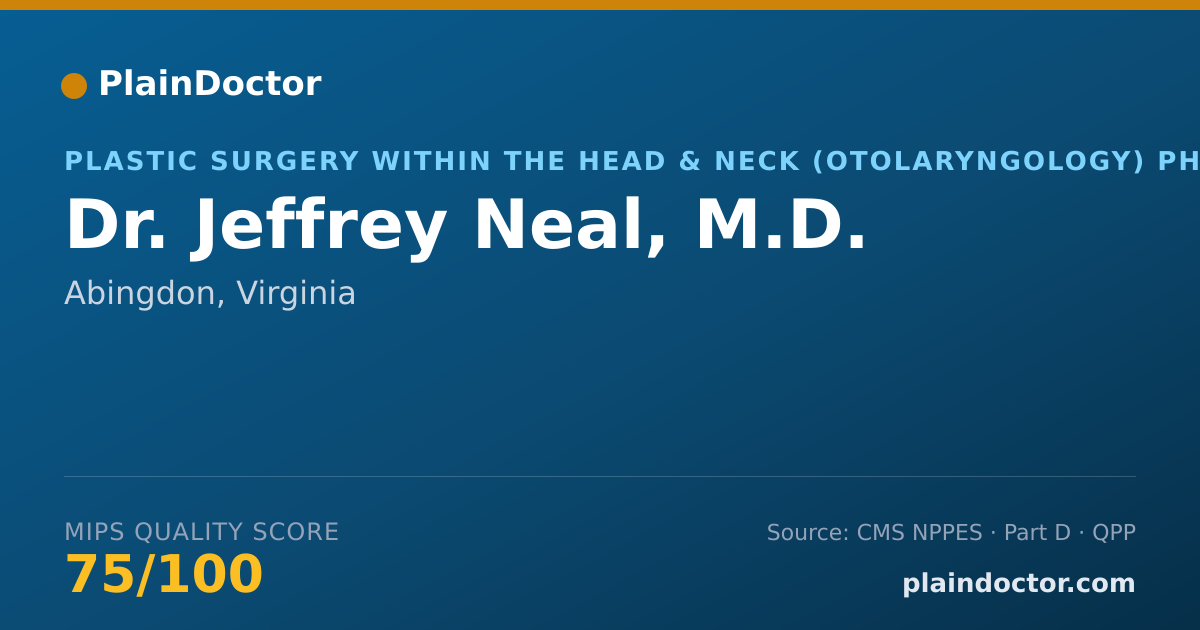Shareable card for Jeffrey Neal, M.D. - Plastic Surgery within the Head & Neck (Otolaryngology) Physician, Abingdon, VA