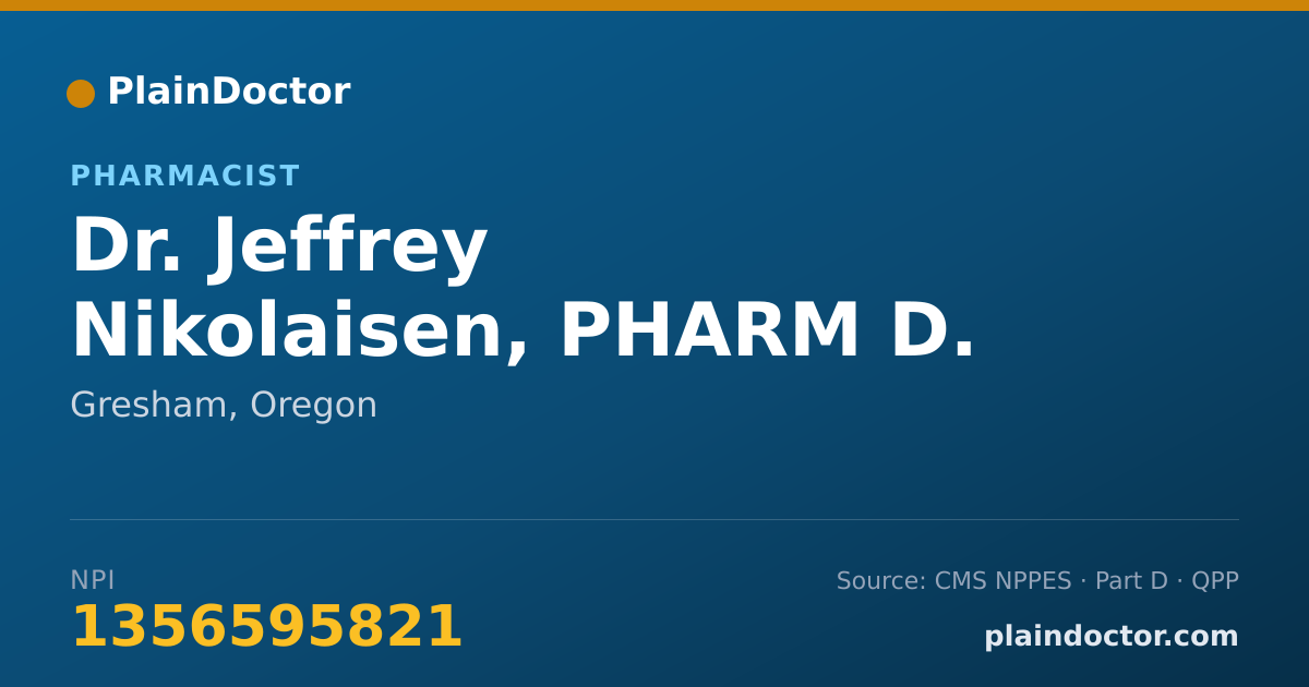 Shareable card for Jeffrey Nikolaisen, PHARM D. - Pharmacist, Gresham, OR