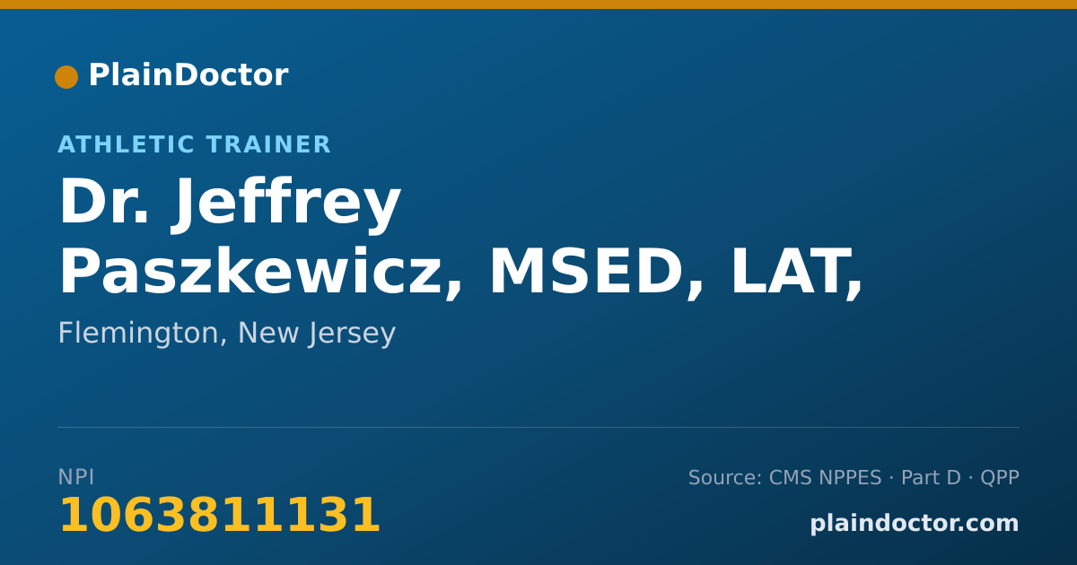 Shareable card for Jeffrey Paszkewicz, MSED, LAT, ATC - Athletic Trainer, Flemington, NJ