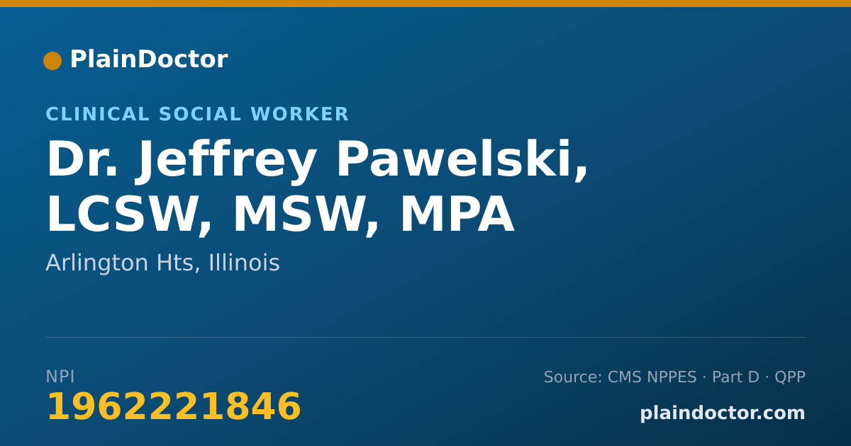 Shareable card for Jeffrey Pawelski, LCSW, MSW, MPA - Clinical Social Worker, Arlington Hts, IL