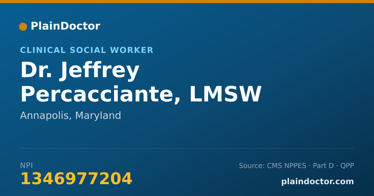 Shareable card for Jeffrey Percacciante, LMSW - Clinical Social Worker, Annapolis, MD