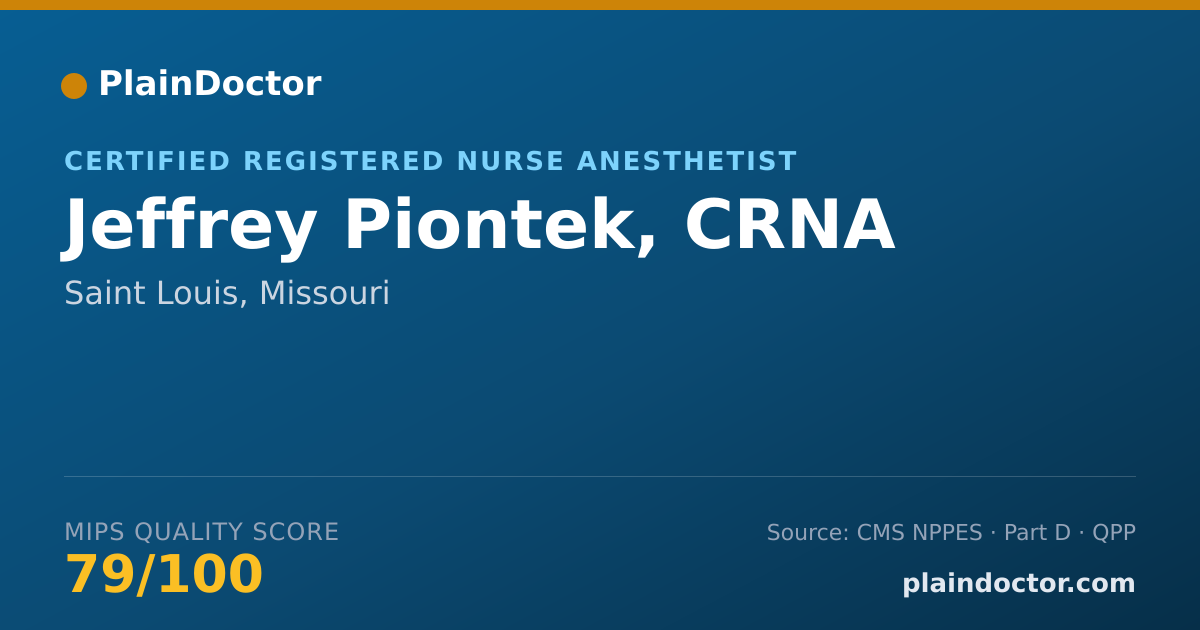 Shareable card for Jeffrey Piontek, CRNA - Certified Registered Nurse Anesthetist, Saint Louis, MO