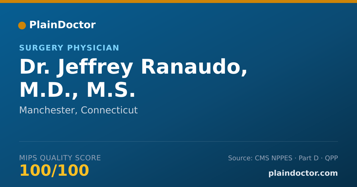 Shareable card for Jeffrey Ranaudo, M.D., M.S. - Surgery Physician, Manchester, CT