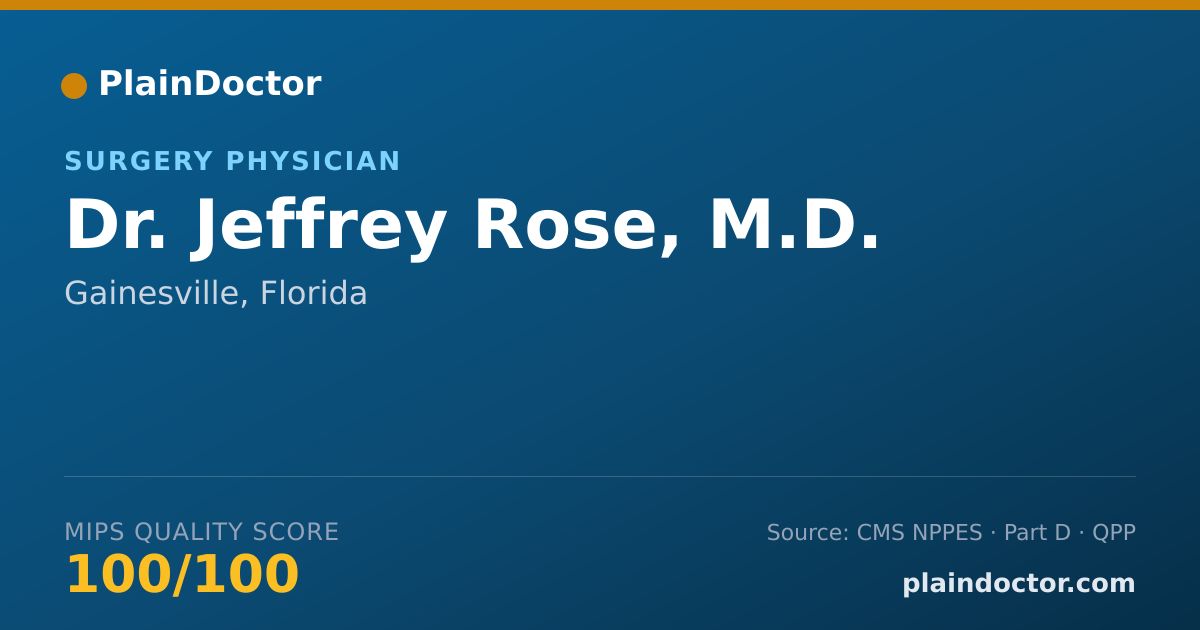 Shareable card for Jeffrey Rose, M.D. - Surgery Physician, Gainesville, FL