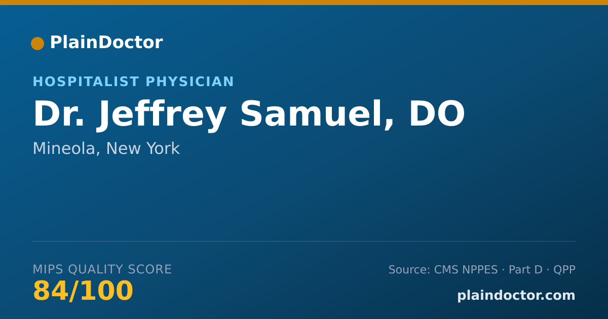 Shareable card for Jeffrey Samuel, DO - Hospitalist Physician, Mineola, NY