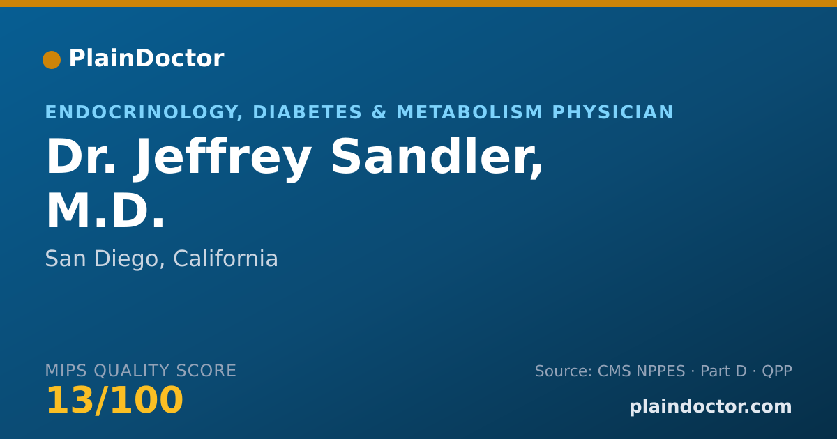 Shareable card for Jeffrey Sandler, M.D. - Endocrinology, Diabetes & Metabolism Physician, San Diego, CA