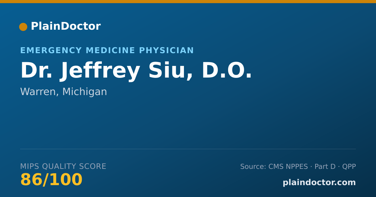 Shareable card for Jeffrey Siu, D.O. - Emergency Medicine Physician, Warren, MI