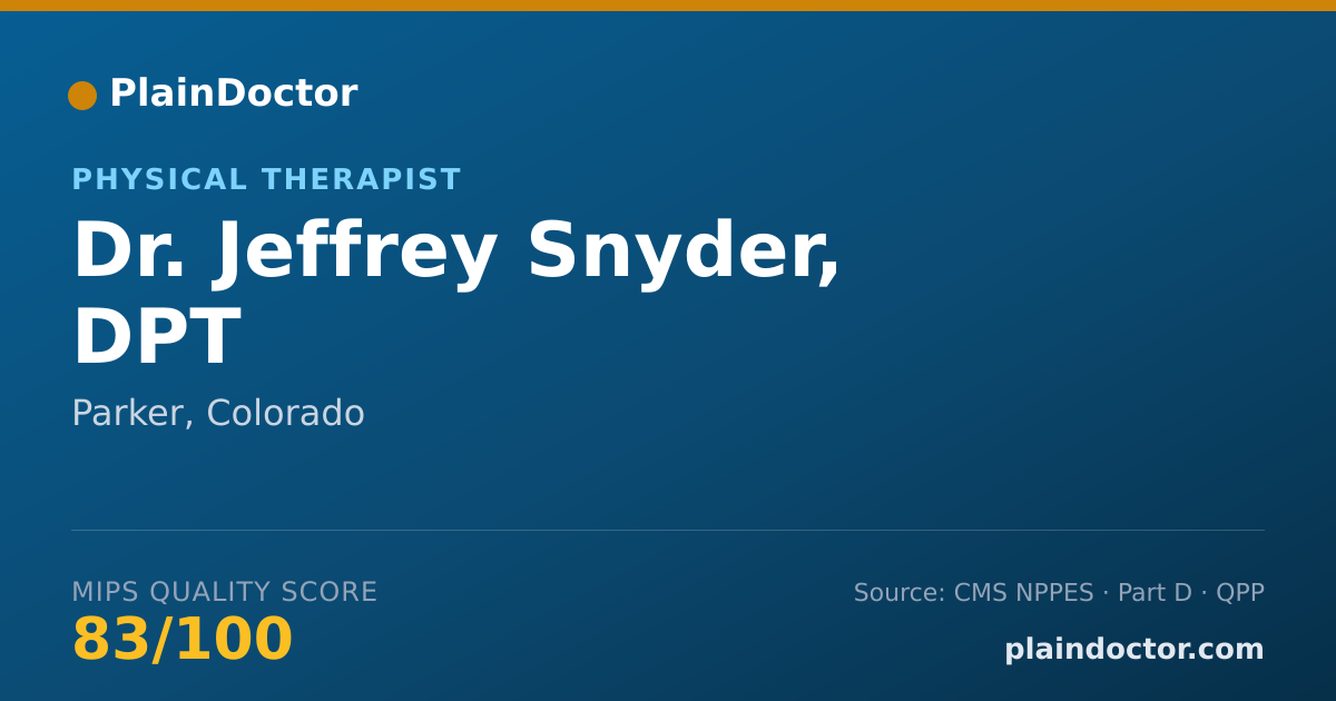 Shareable card for Jeffrey Snyder, DPT - Physical Therapist, Parker, CO