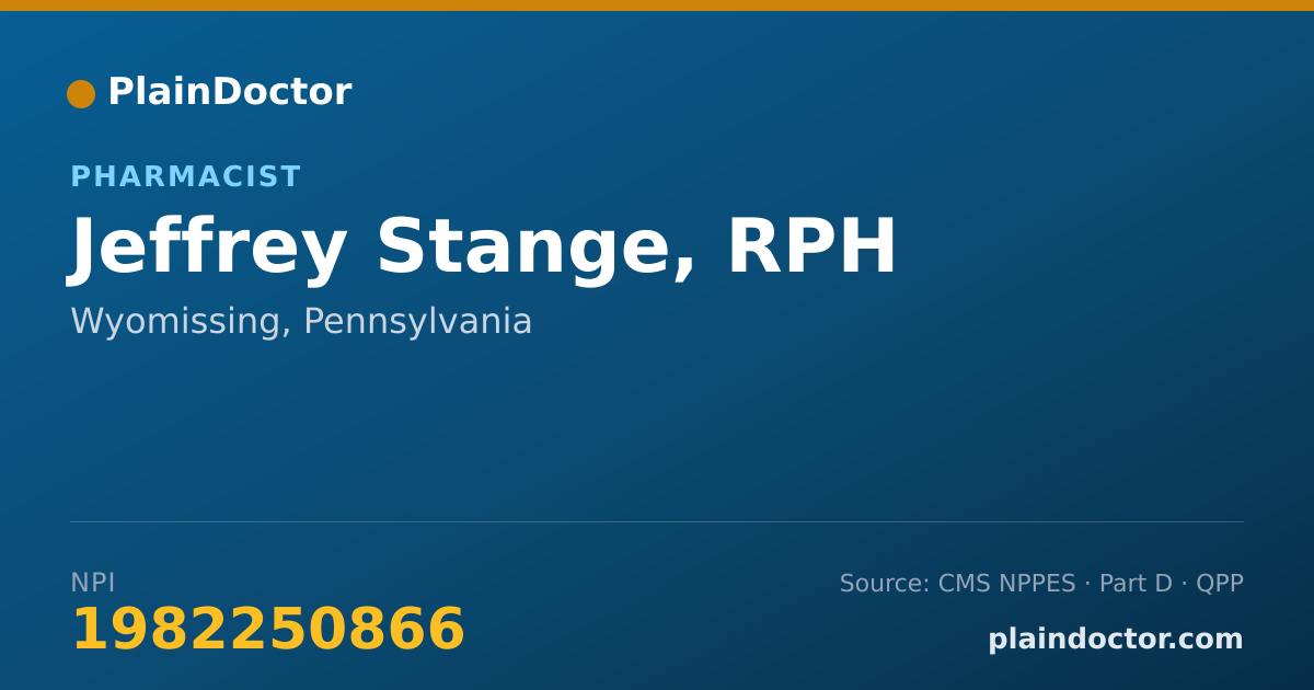 Shareable card for Jeffrey Stange, RPH - Pharmacist, Wyomissing, PA