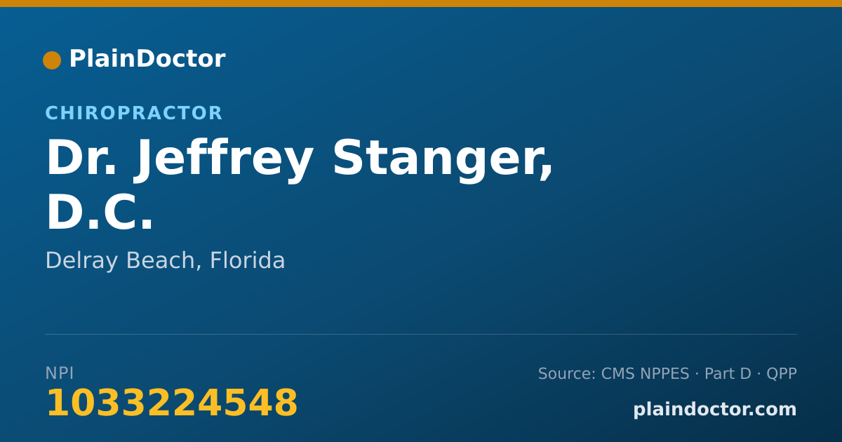 Shareable card for Jeffrey Stanger, D.C. - Chiropractor, Delray Beach, FL
