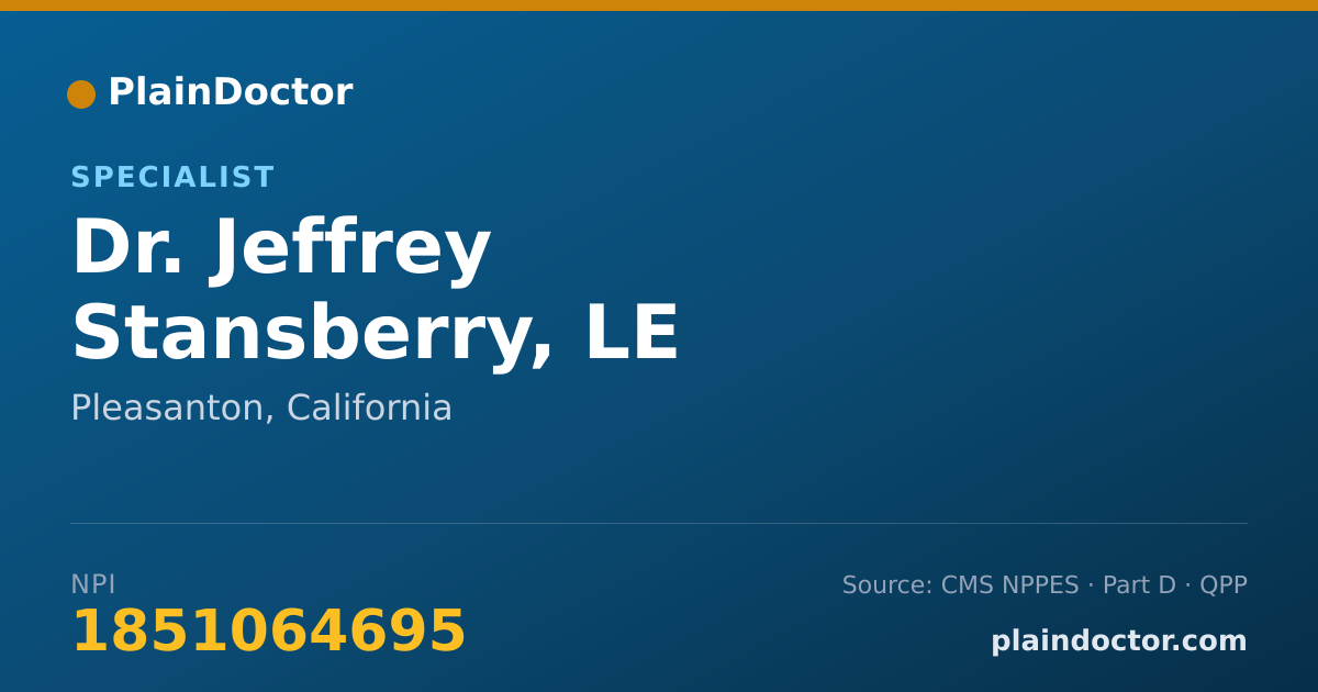 Shareable card for Jeffrey Stansberry, LE - Specialist, Pleasanton, CA