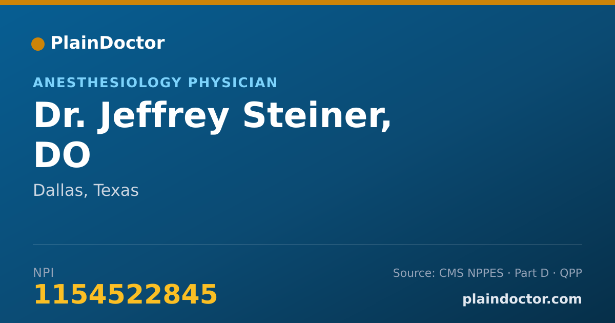 Shareable card for Jeffrey Steiner, DO - Anesthesiology Physician, Dallas, TX