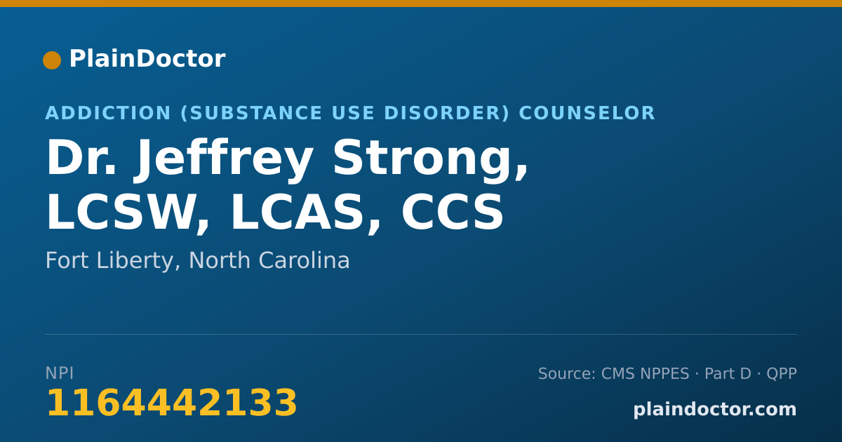 Shareable card for Jeffrey Strong, LCSW, LCAS, CCS - Addiction (Substance Use Disorder) Counselor, Fort Liberty, NC