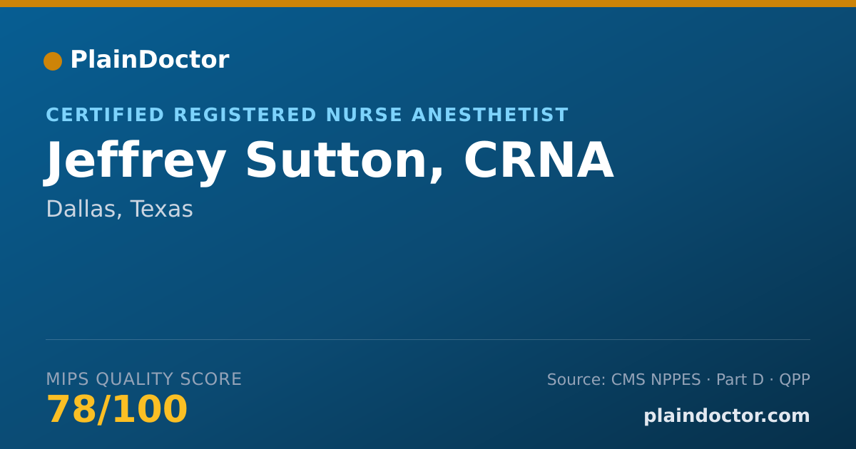 Shareable card for Jeffrey Sutton, CRNA - Certified Registered Nurse Anesthetist, Dallas, TX