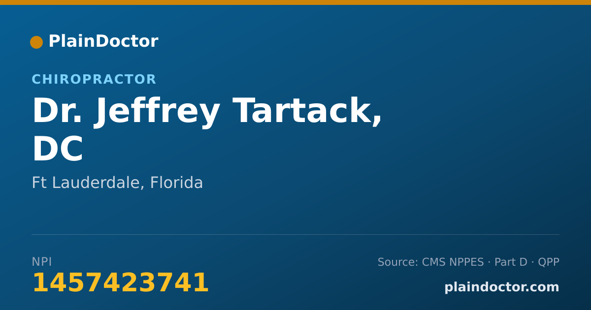 Shareable card for Jeffrey Tartack, DC - Chiropractor, Ft Lauderdale, FL
