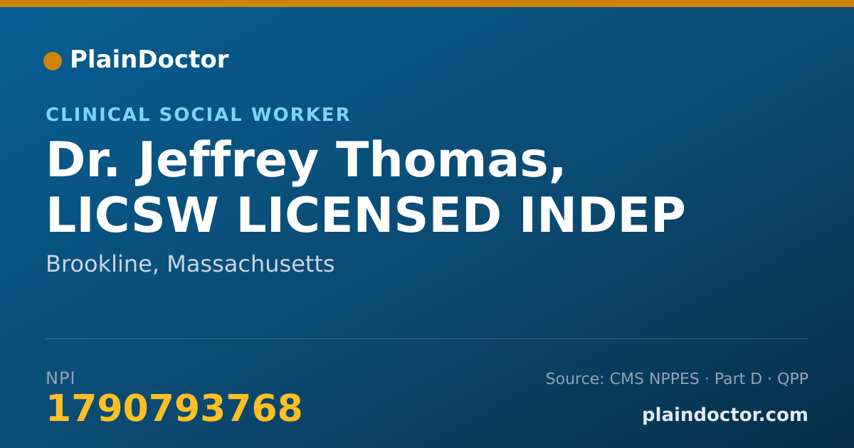 Shareable card for Jeffrey Thomas, LICSW LICENSED INDEP - Clinical Social Worker, Brookline, MA