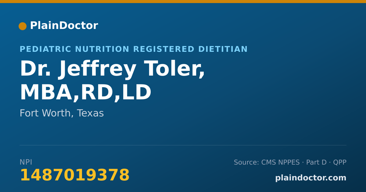 Shareable card for Jeffrey Toler, MBA,RD,LD - Pediatric Nutrition Registered Dietitian, Fort Worth, TX