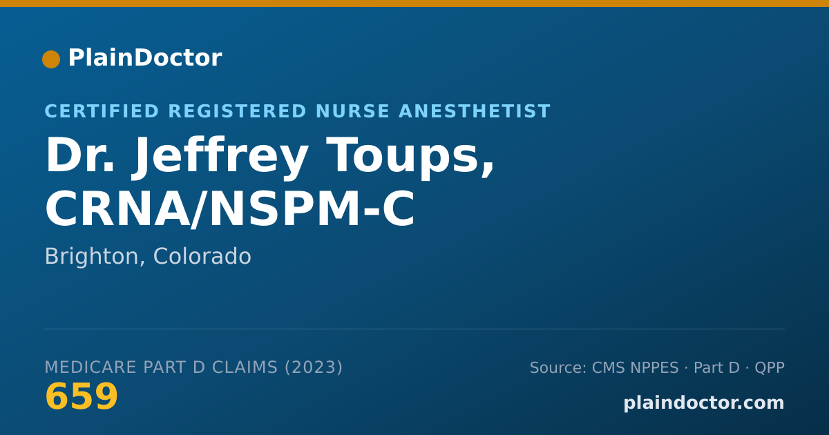 Shareable card for Jeffrey Toups, CRNA/NSPM-C - Certified Registered Nurse Anesthetist, Brighton, CO