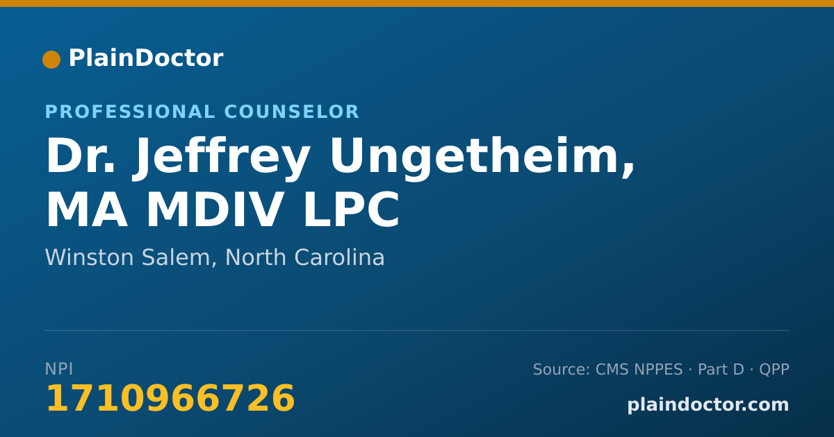Shareable card for Jeffrey Ungetheim, MA MDIV LPC - Professional Counselor, Winston Salem, NC