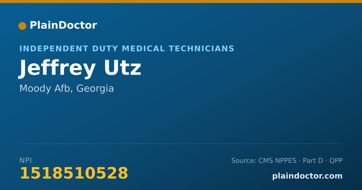 Shareable card for Jeffrey Utz - Independent Duty Medical Technicians, Moody Afb, GA