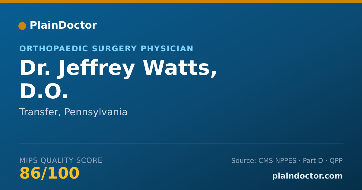 Shareable card for Jeffrey Watts, D.O. - Orthopaedic Surgery Physician, Transfer, PA