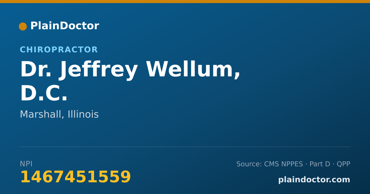 Shareable card for Jeffrey Wellum, D.C. - Chiropractor, Marshall, IL