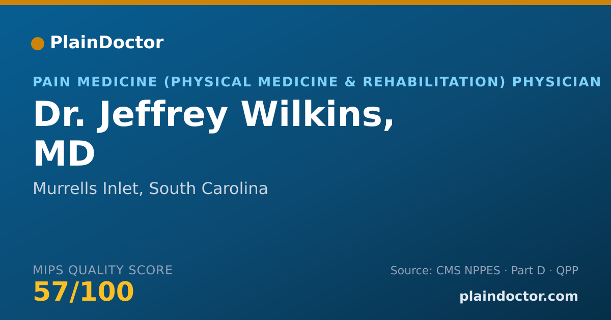 Shareable card for Jeffrey Wilkins, MD - Pain Medicine (Physical Medicine & Rehabilitation) Physician, Murrells Inlet, SC
