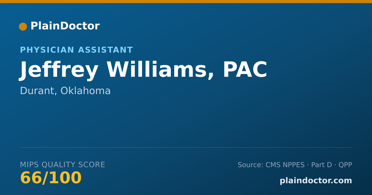 Shareable card for Jeffrey Williams, PAC - Physician Assistant, Durant, OK