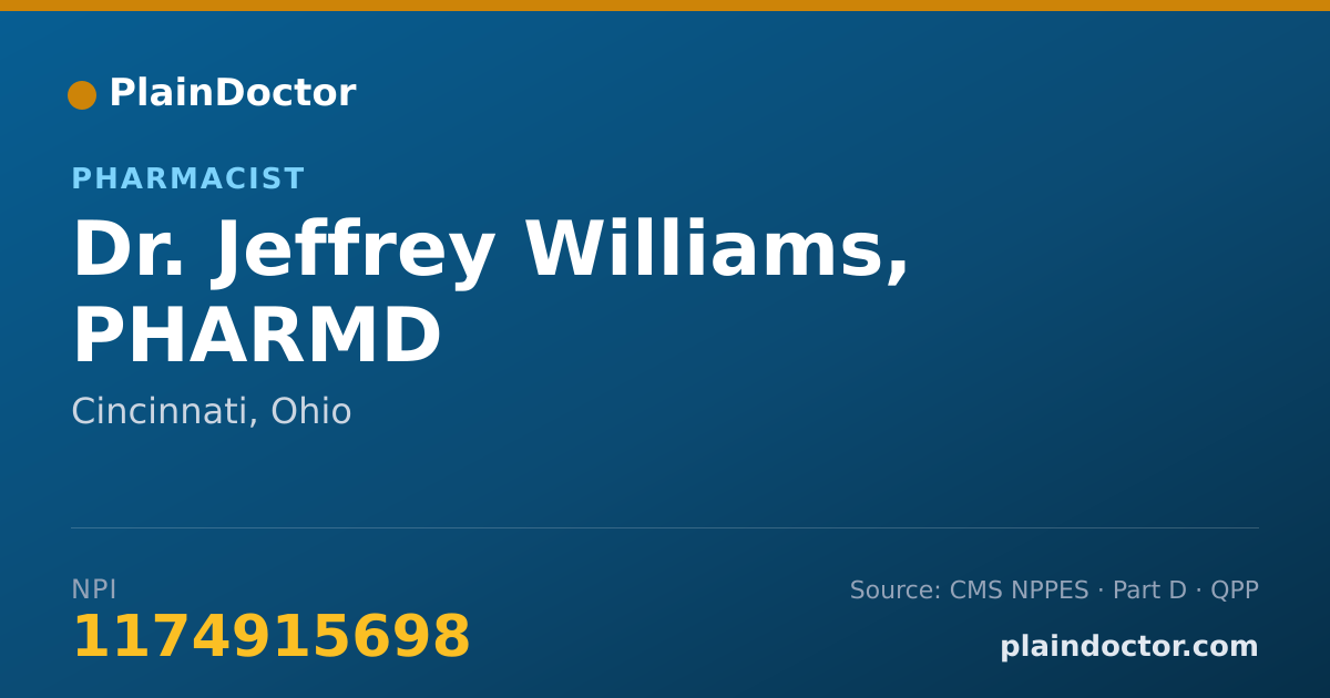 Shareable card for Jeffrey Williams, PHARMD - Pharmacist, Cincinnati, OH