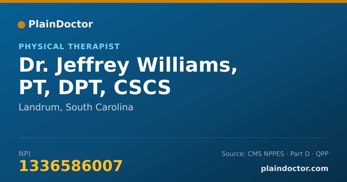 Shareable card for Jeffrey Williams, PT, DPT, CSCS - Physical Therapist, Landrum, SC