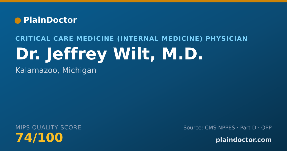 Shareable card for Jeffrey Wilt, M.D. - Critical Care Medicine (Internal Medicine) Physician, Kalamazoo, MI