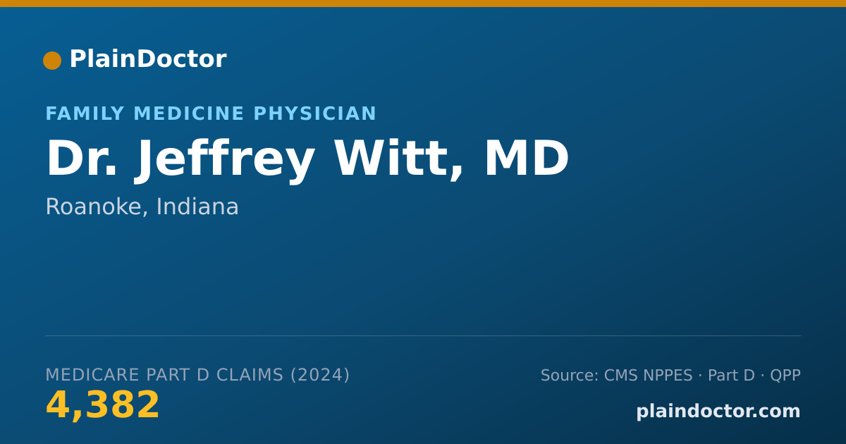 Shareable card for Jeffrey Witt, MD - Family Medicine Physician, Roanoke, IN