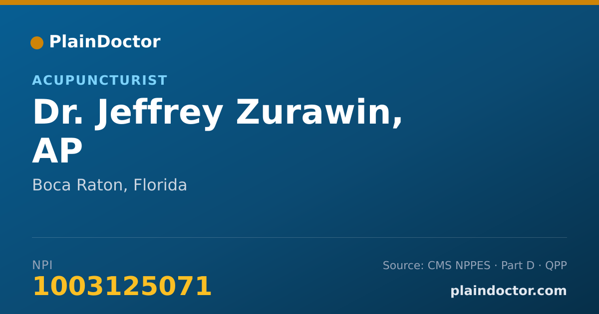 Shareable card for Jeffrey Zurawin, AP - Acupuncturist, Boca Raton, FL