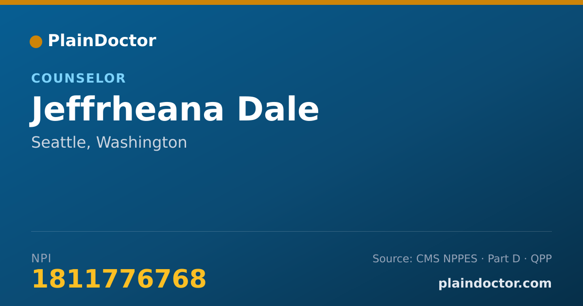 Shareable card for Jeffrheana Dale - Counselor, Seattle, WA