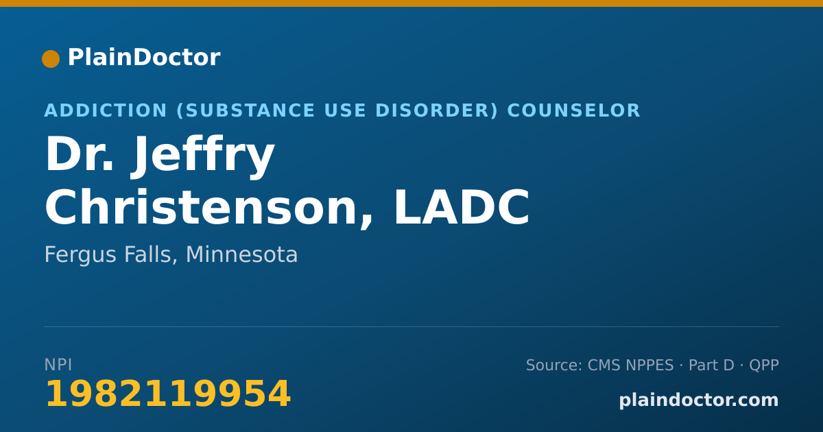 Shareable card for Jeffry Christenson, LADC - Addiction (Substance Use Disorder) Counselor, Fergus Falls, MN